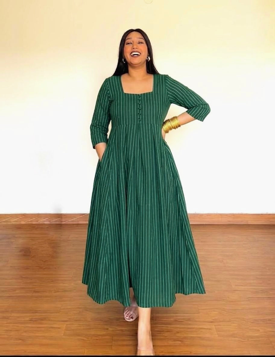 Forest Green Ikat Anarkali