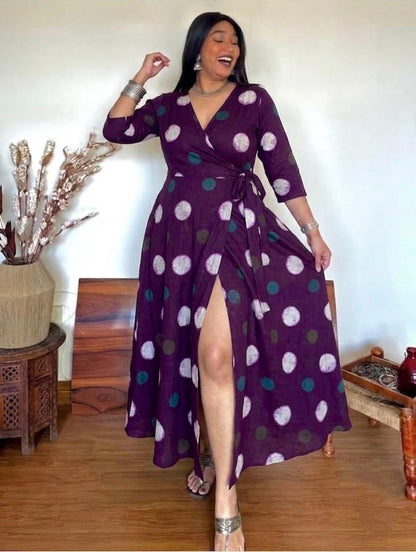 Magenta Polka Wrap Dress