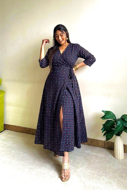 Zaina Navy Wrap Dress