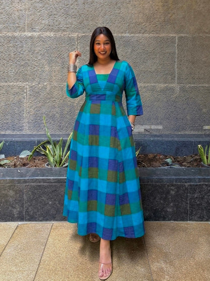 Aqua Blue Fit & Flare Dress
