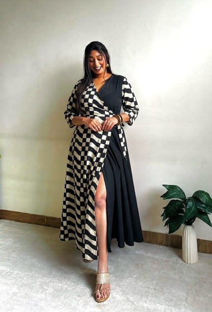 Sara Half & Half Wrap Dress