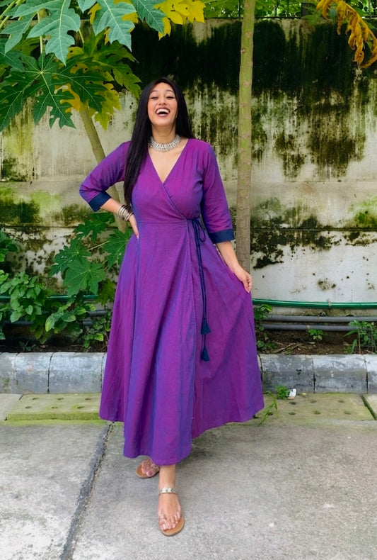Jamun Ikkat Wrap Dress