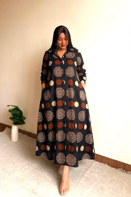 Black Polka Shirt Dress