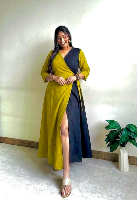 Black Lemon Wrap Dress