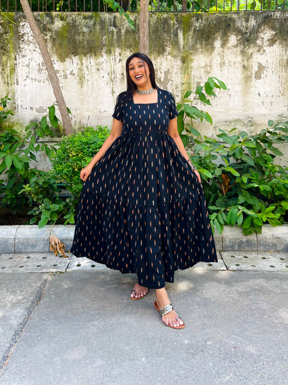 Black Orange Tier Dress
