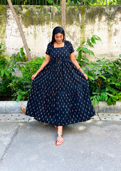 Black Orange Tier Dress