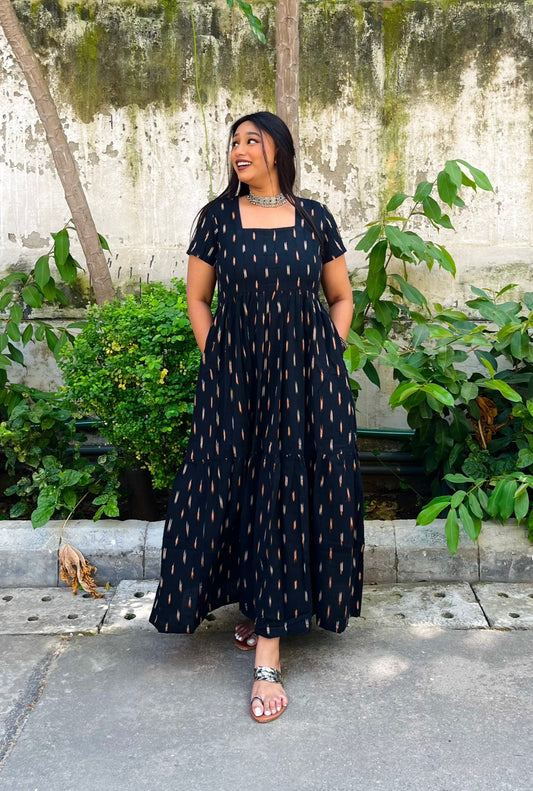 Black Orange Tier Dress