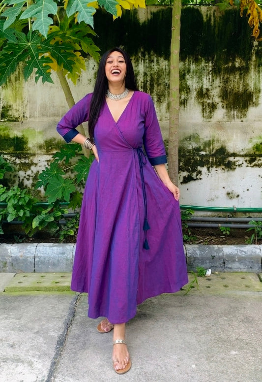 Jamun Ikkat Wrap Dress