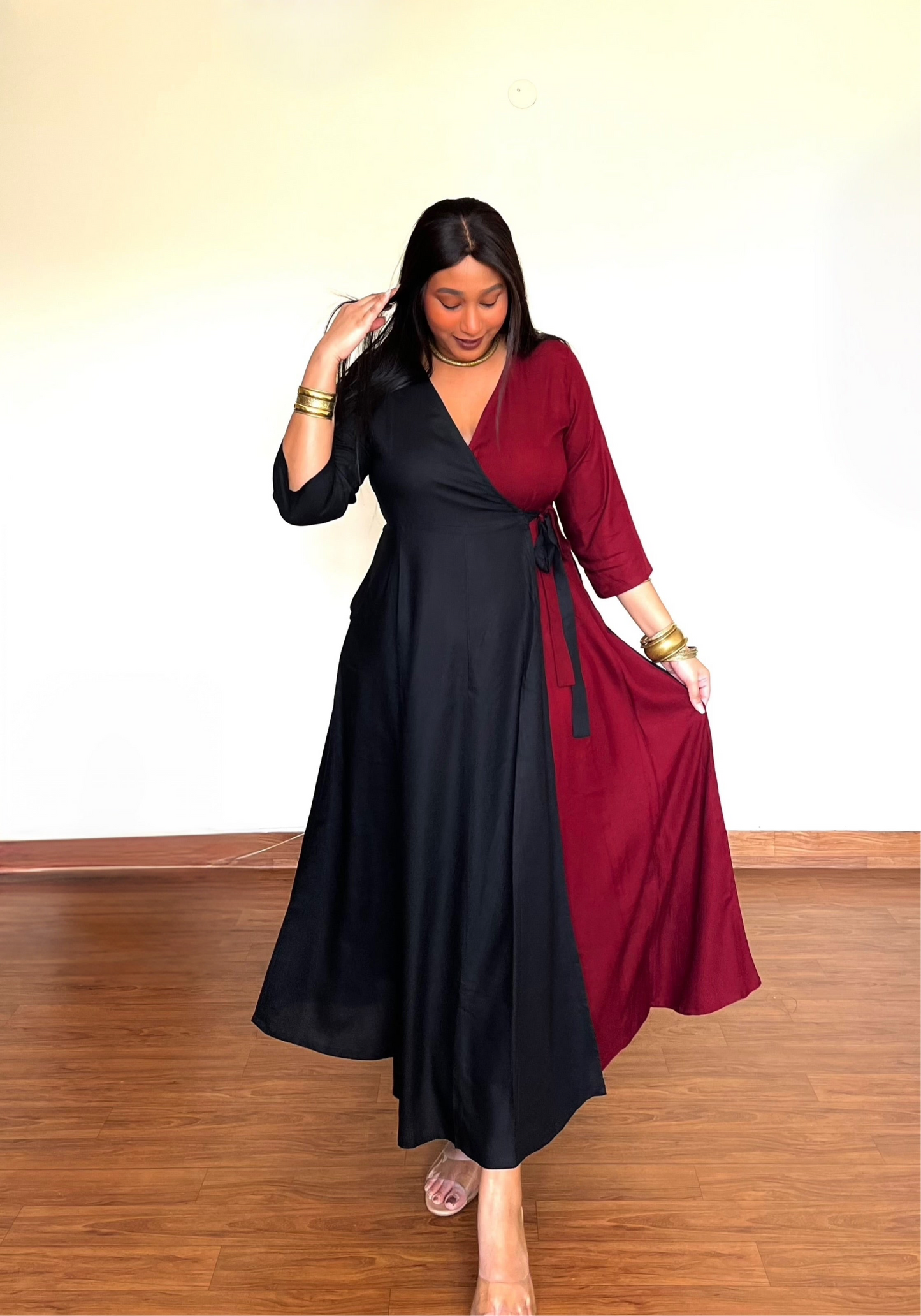 Cherry Rayon Wrap Dress