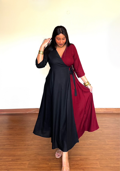Cherry Rayon Wrap Dress