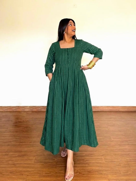 Forest Green Ikat Anarkali