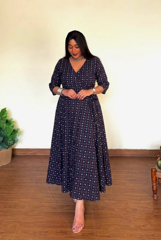 Zaina Navy Wrap Dress