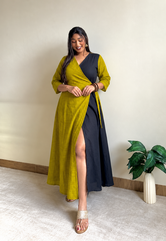 Black Lemon Wrap Dress