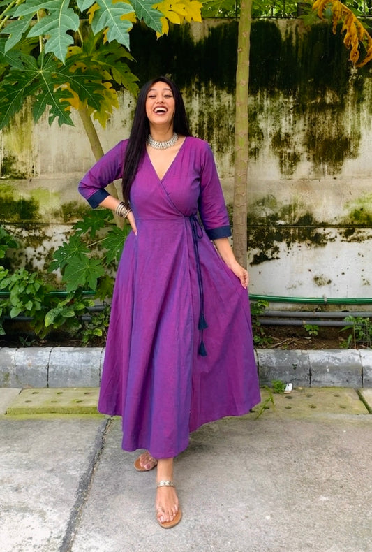 Jamun Ikkat Wrap Dress