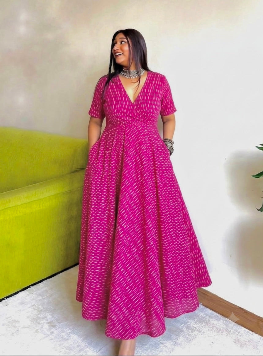 Kiara Ikkat Wrap Dress – Ethnic Finery