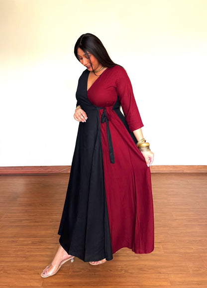 Cherry Rayon Wrap Dress
