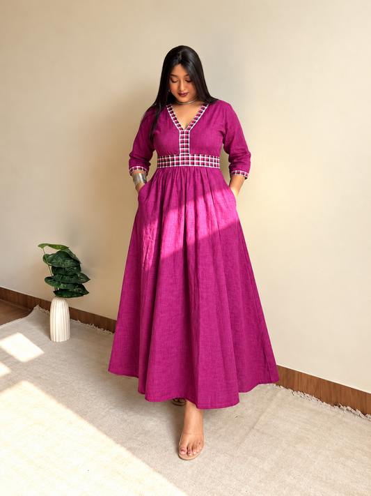 Magenta Rose Fit & Flare Dress
