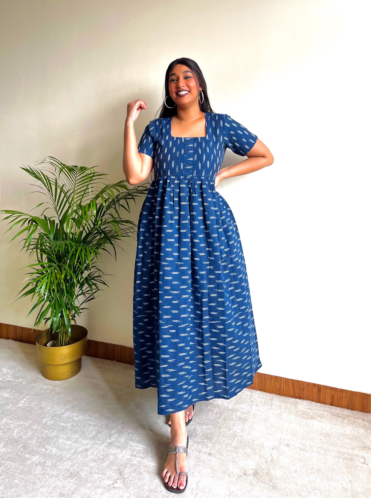 Riana Ikkat Maxi Dress (S)