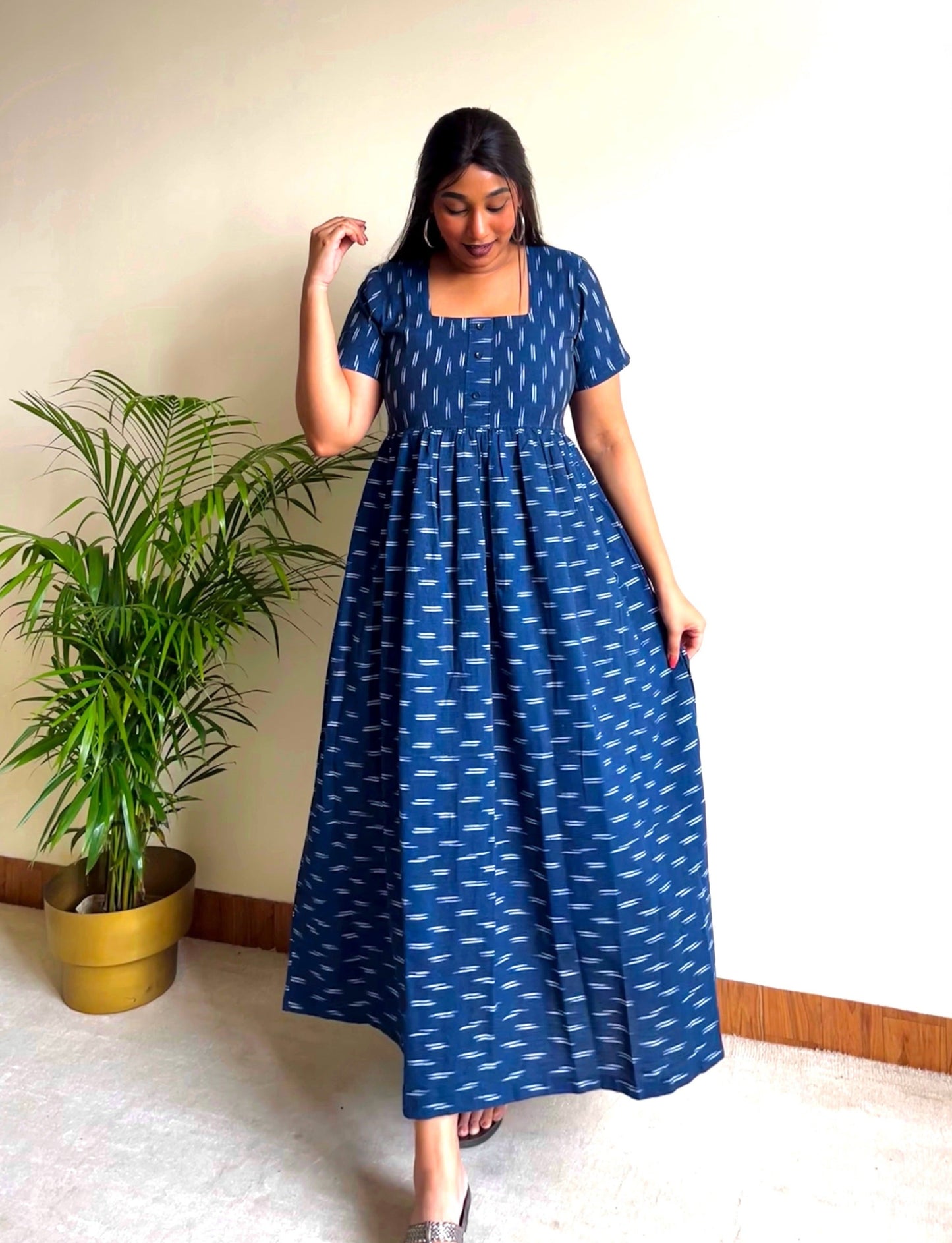 Riana Ikkat Maxi Dress (S)