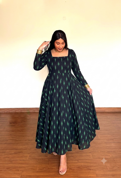 Azia Ikat Flare Anarkali