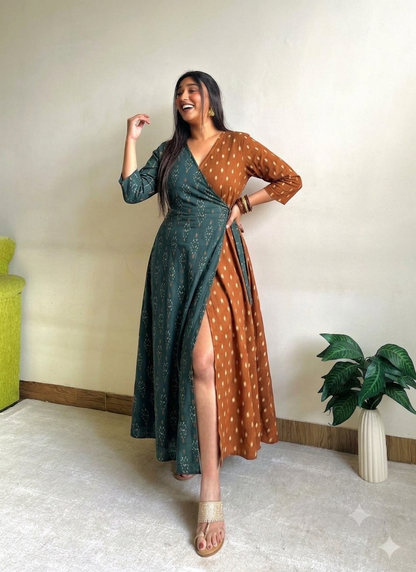 Sania Half & Half Wrap Dress