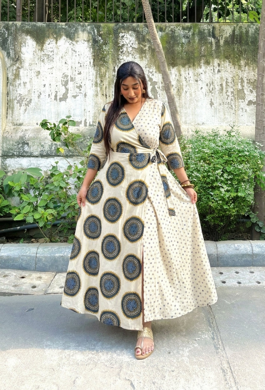 Iffat Half & Half Wrap Dress