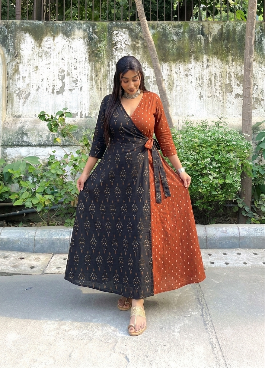 Maya Half & Half Wrap Dress