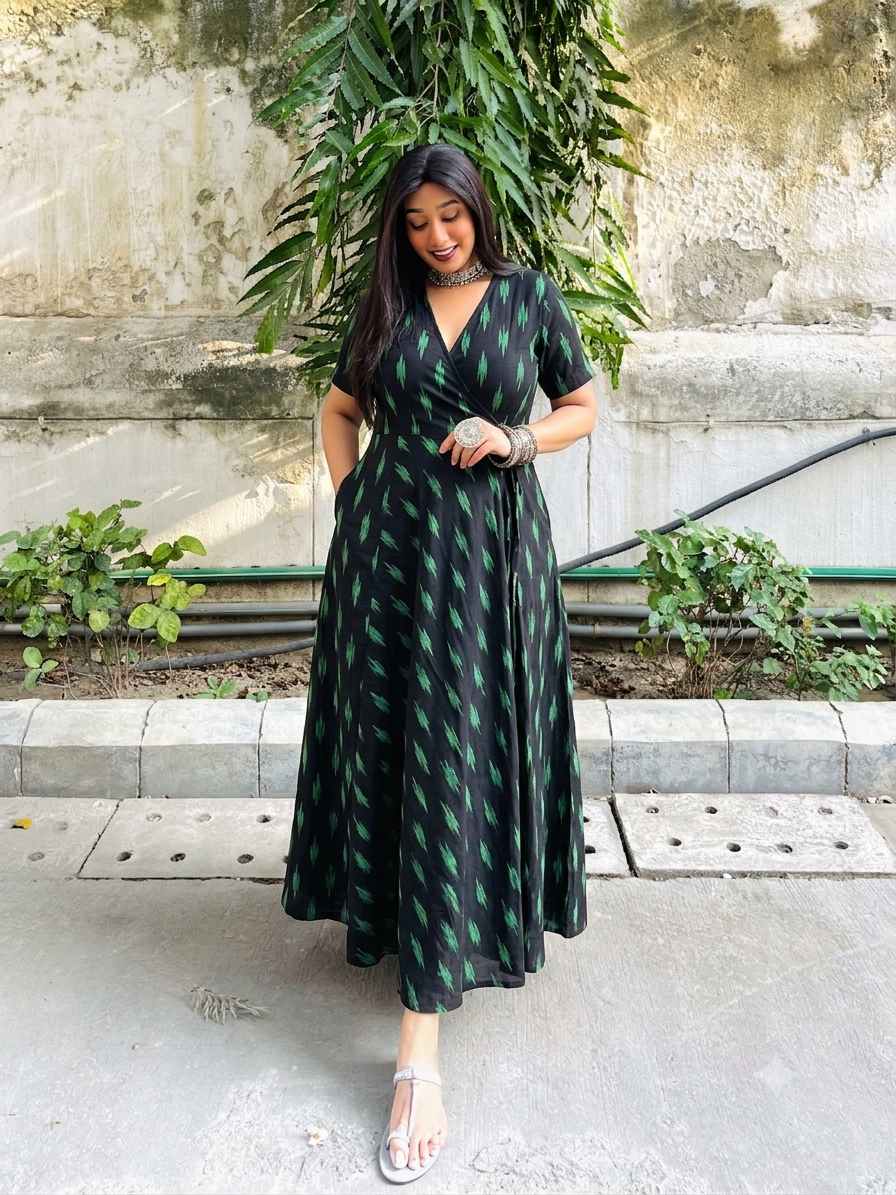Isra Ikat Wrap Style Anarkali