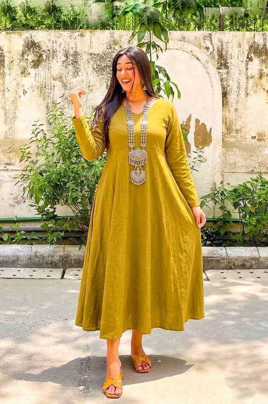 Dua Mustard Green A-line Anarkali
