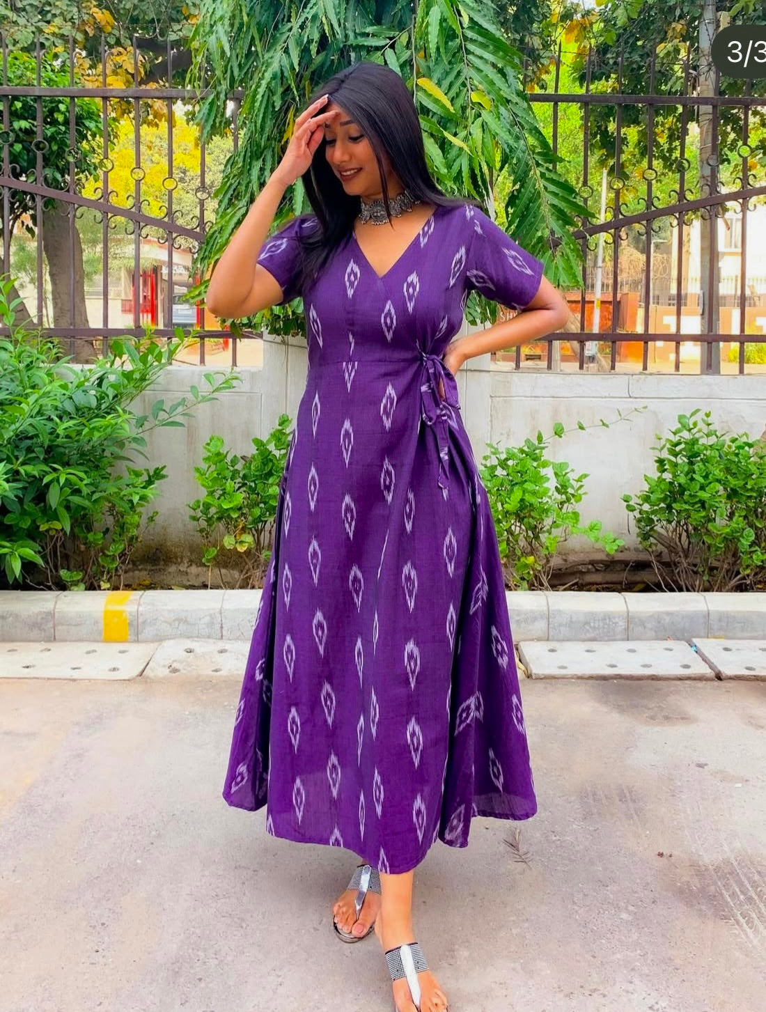 Aubergine Purple Ikkat Angrakha