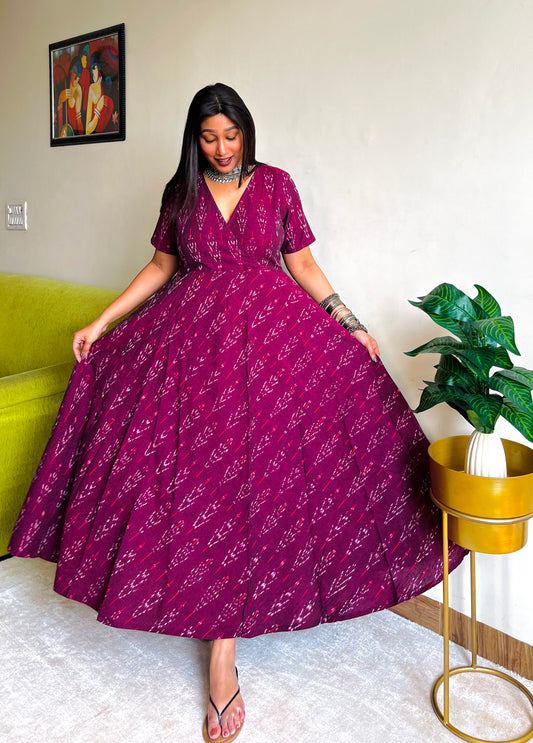 Magenta Wrap Style Anarkali