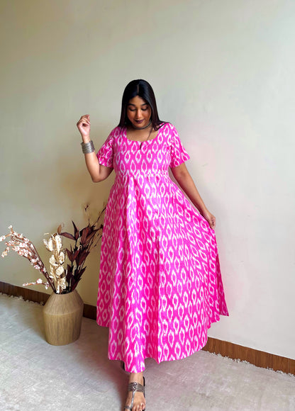 Pink ZigZag Flare Dress