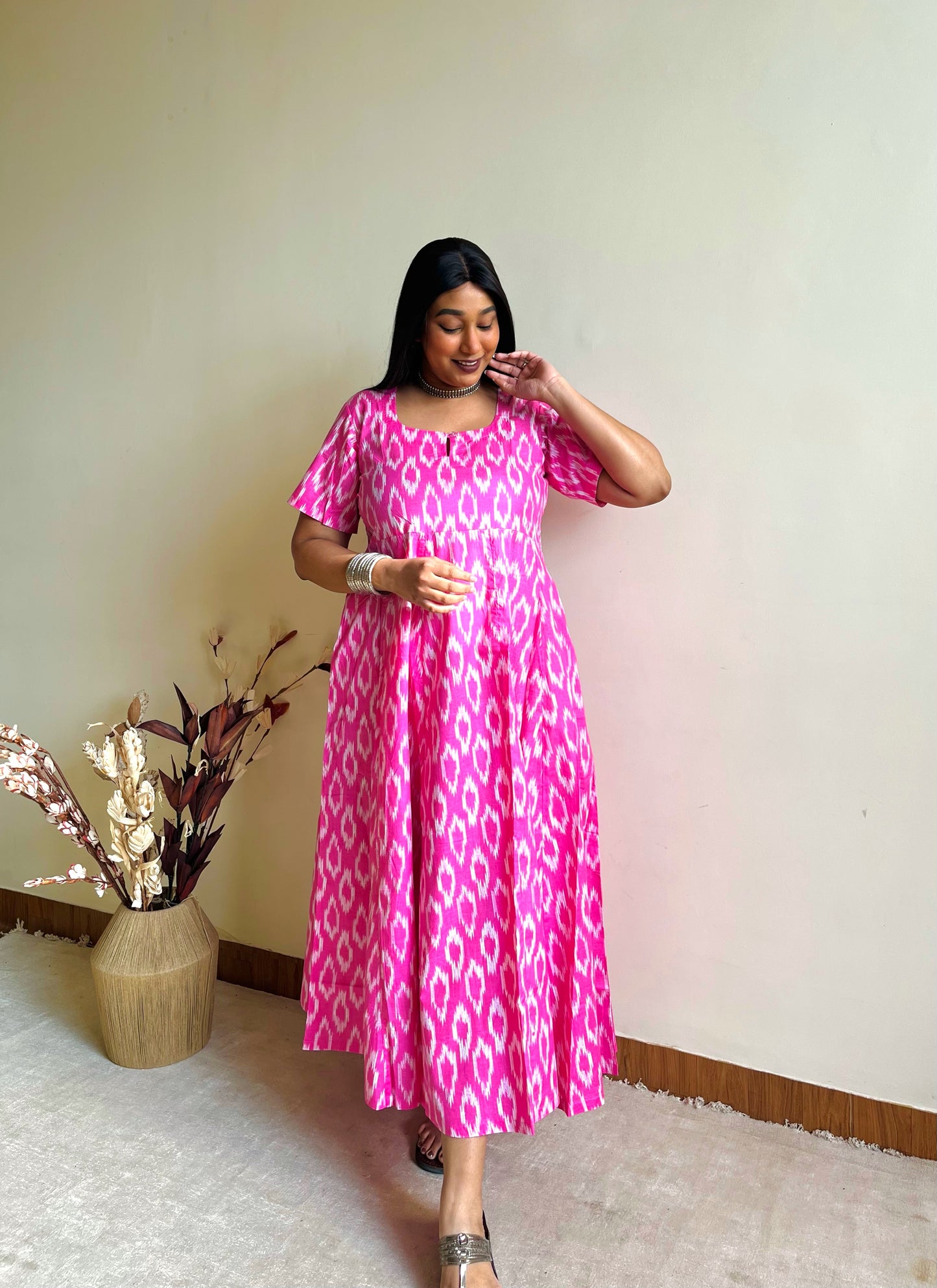 Pink ZigZag Flare Dress