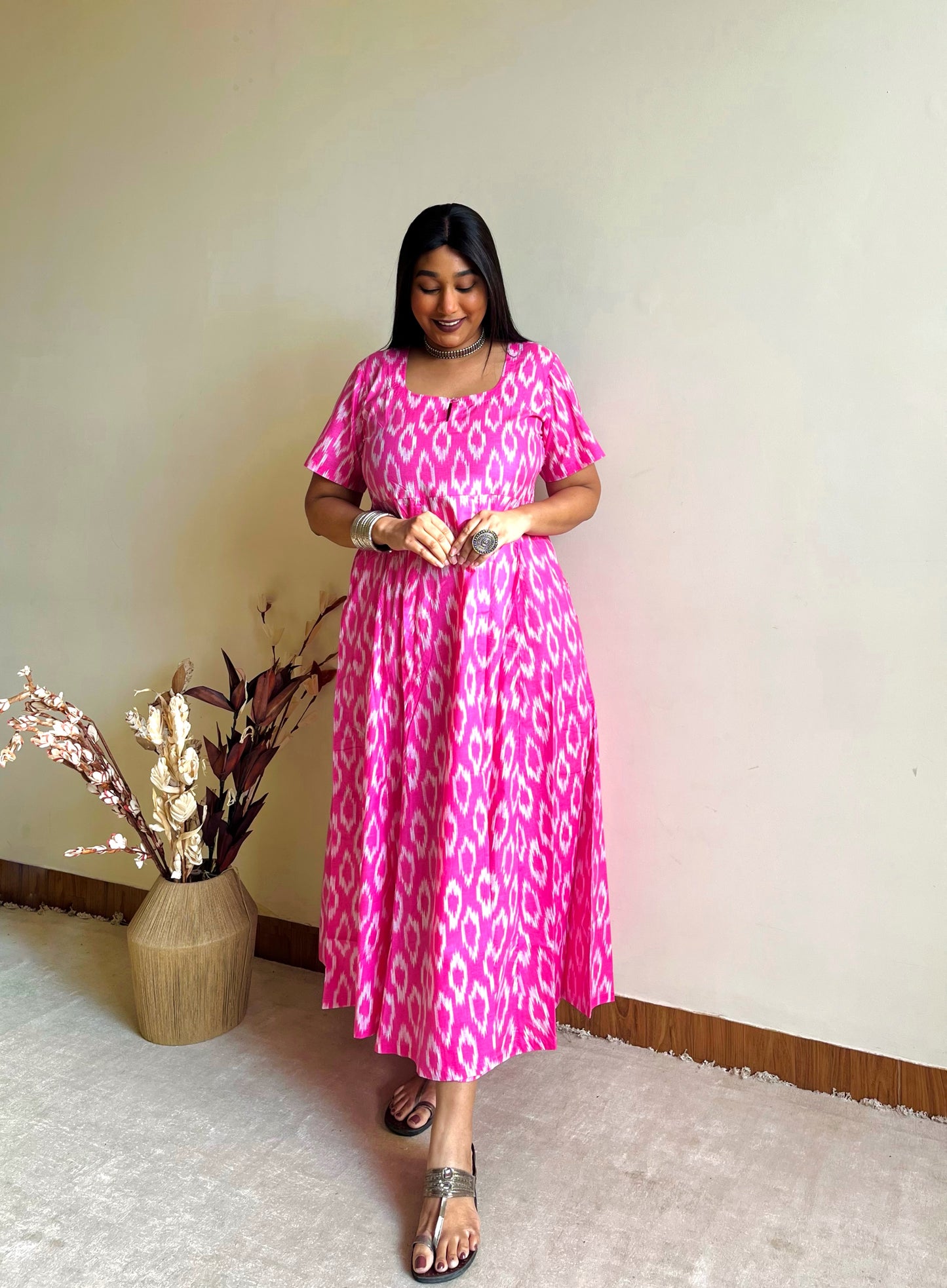 Pink ZigZag Flare Dress