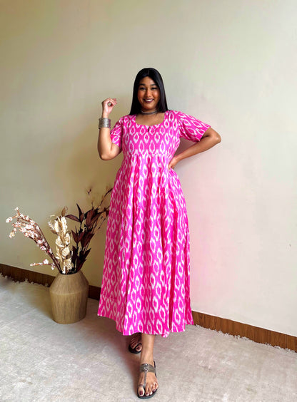 Pink ZigZag Flare Dress