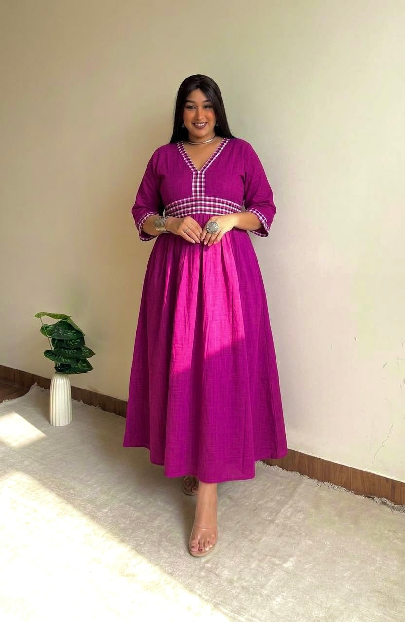 Magenta Rose Fit & Flare Dress