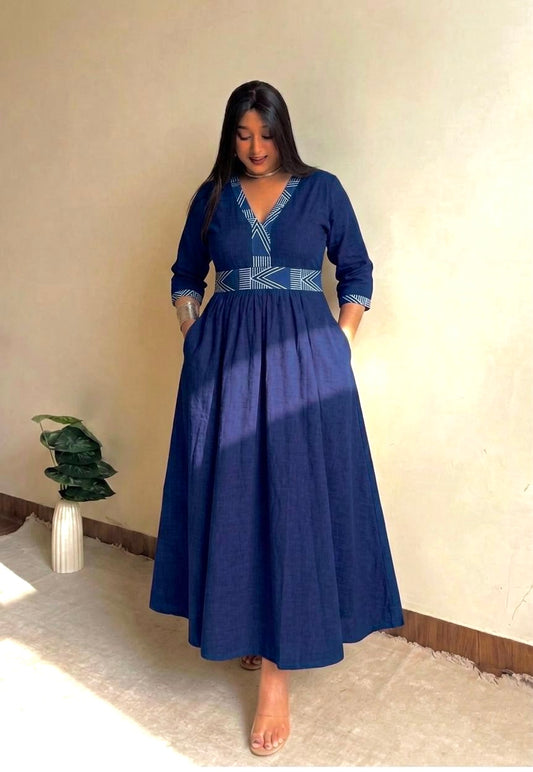 Navy Fit & Flare Dress