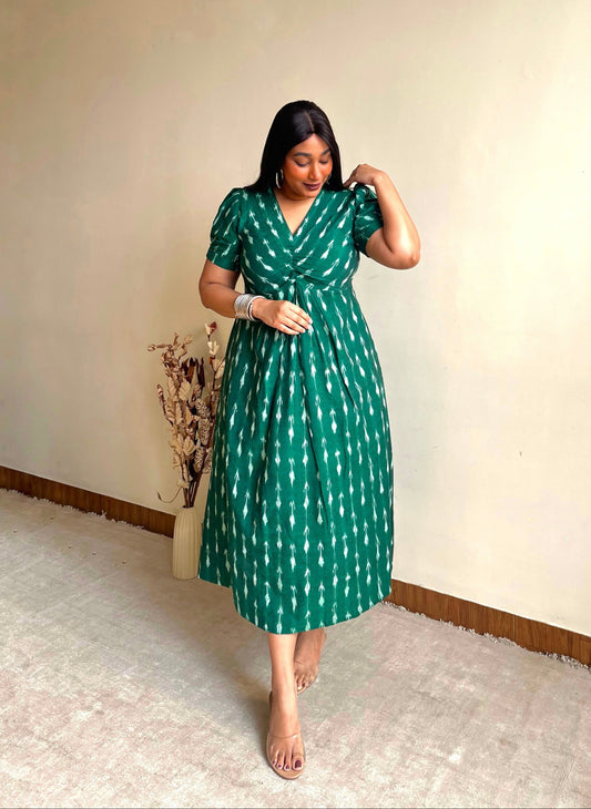 Farah Green Knot Dress (S)