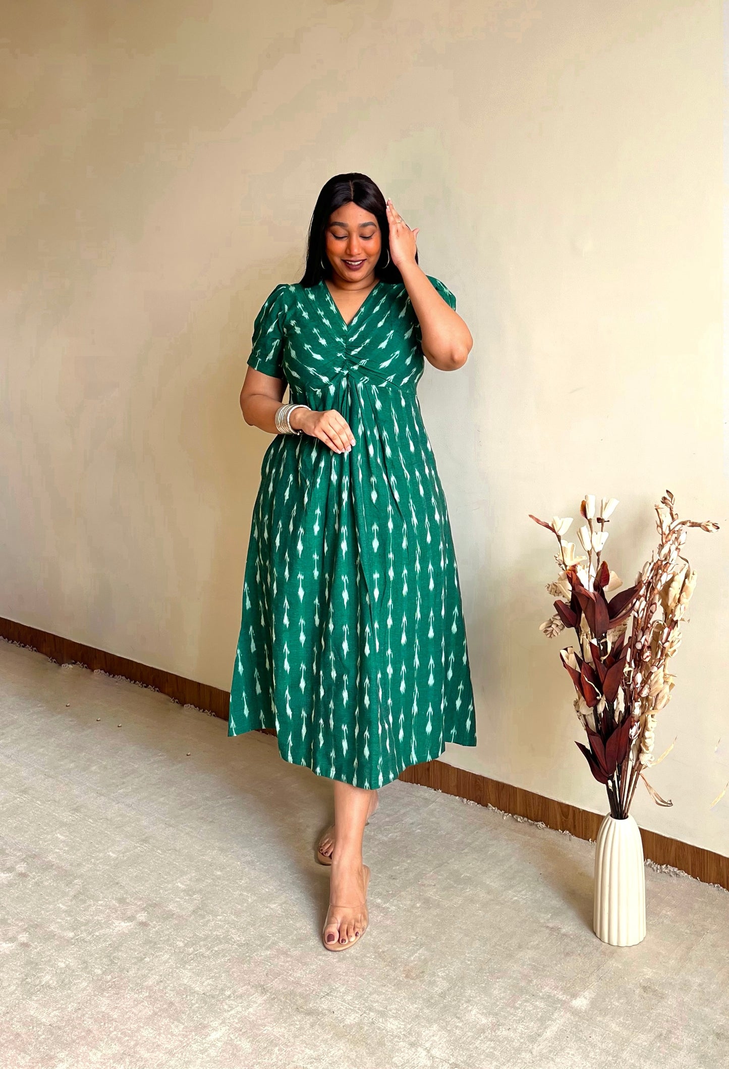Farah Green Knot Dress (S)