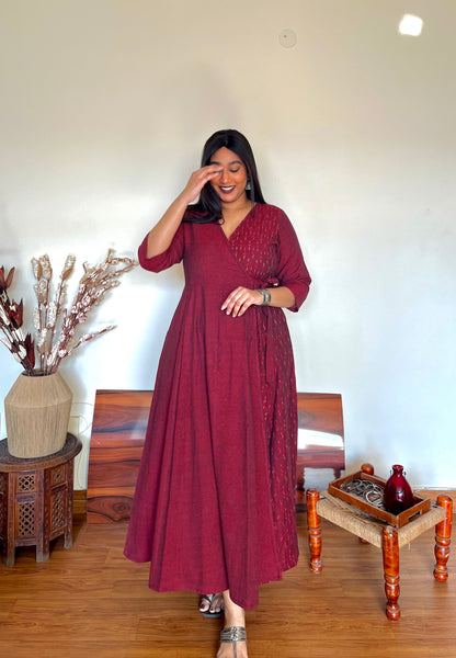 Wine Red Wrap Dress