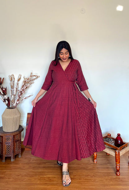 Wine Red Wrap Dress