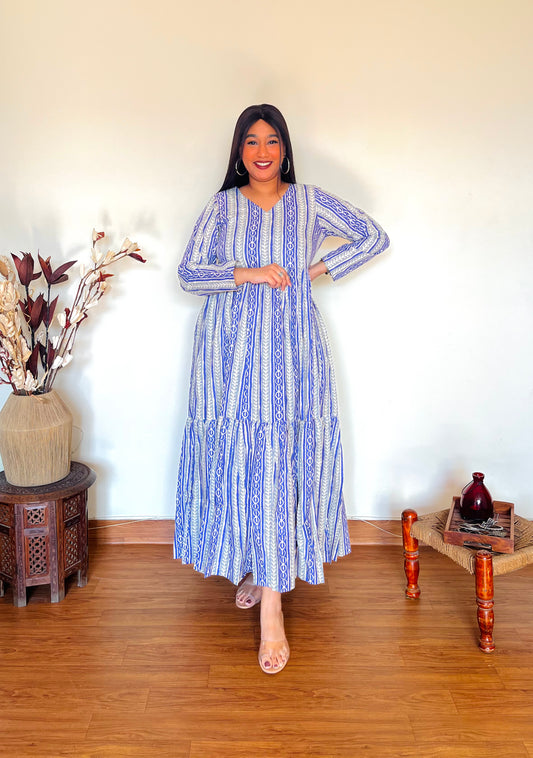 Orchid Hand Block Tier Dress (S)