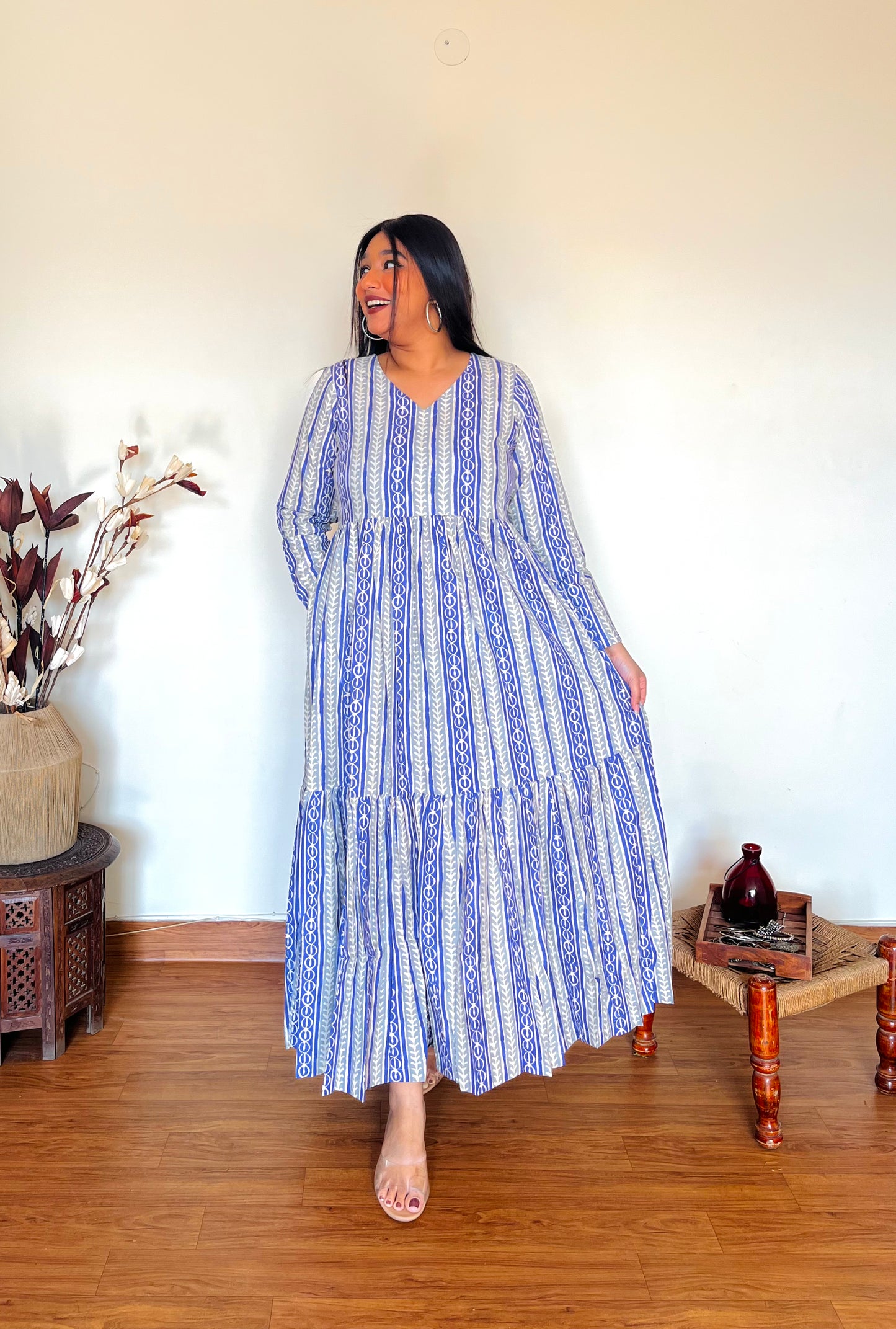 Orchid Hand Block Tier Dress (S)