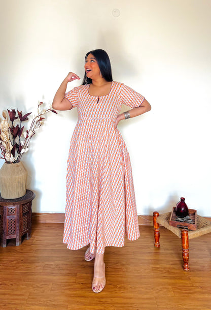 Aarhu Peach Flare Dress (S)