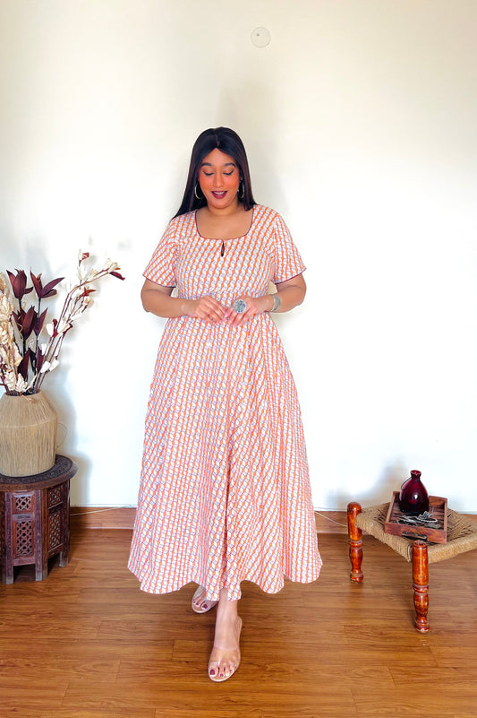 Aarhu Peach Flare Dress (S)