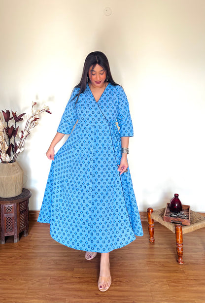 Ocean Blue Wrap Dress (S)