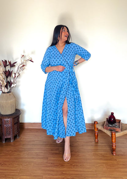 Ocean Blue Wrap Dress (S)