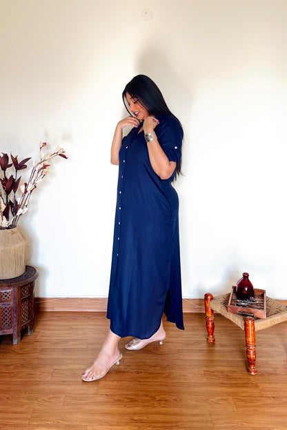 Navy Blue Shirt Dress (S)