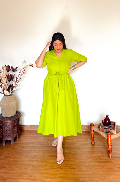 Neon Green Midi Dress