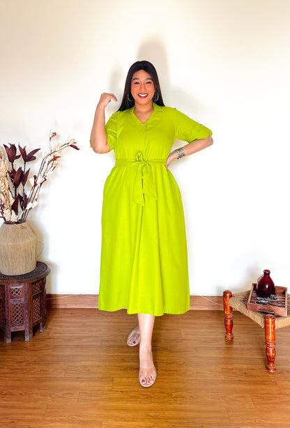 Neon Green Midi Dress